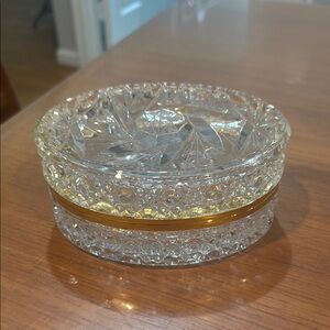 Crystal Trinket Box with Gold Accent
